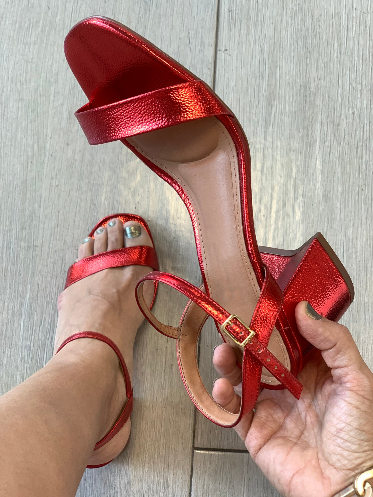 2�� Red Square Heel Sandals - WINOKJZ