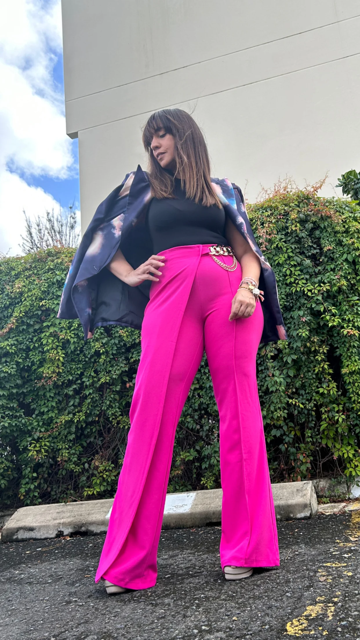 Fuchsia High Waist Pants - WINOKJZ