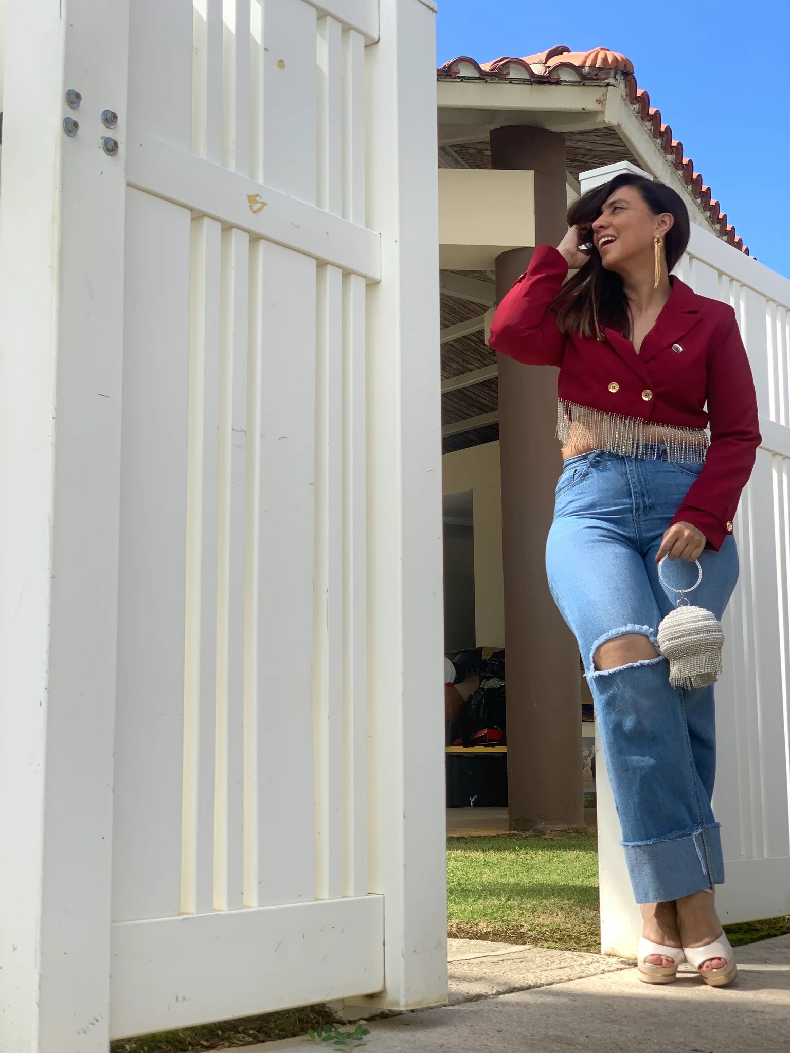 Red Crop Blazer - WINOKJZ