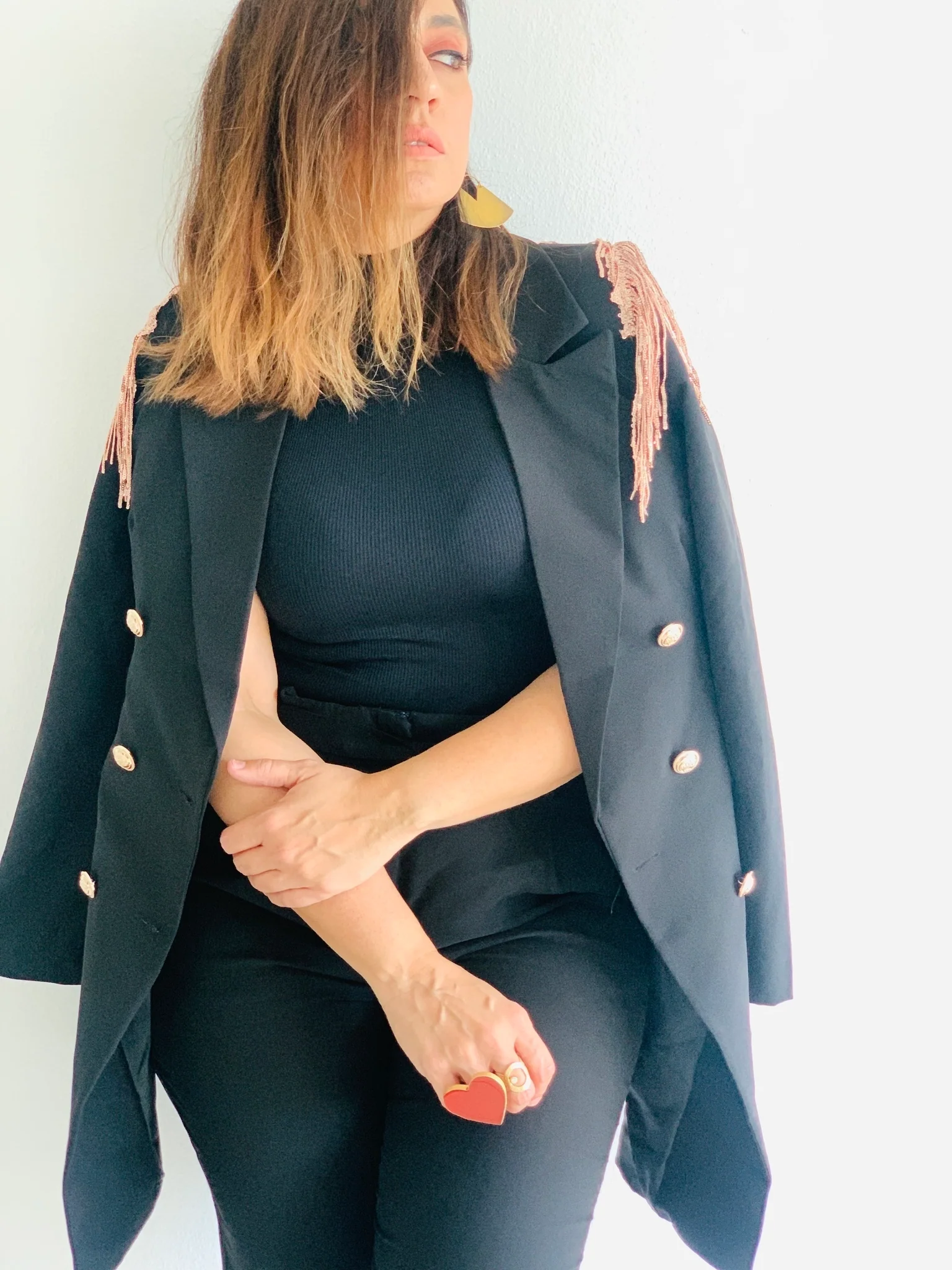 Sparkle Detail Black Blazer - WINOKJZ