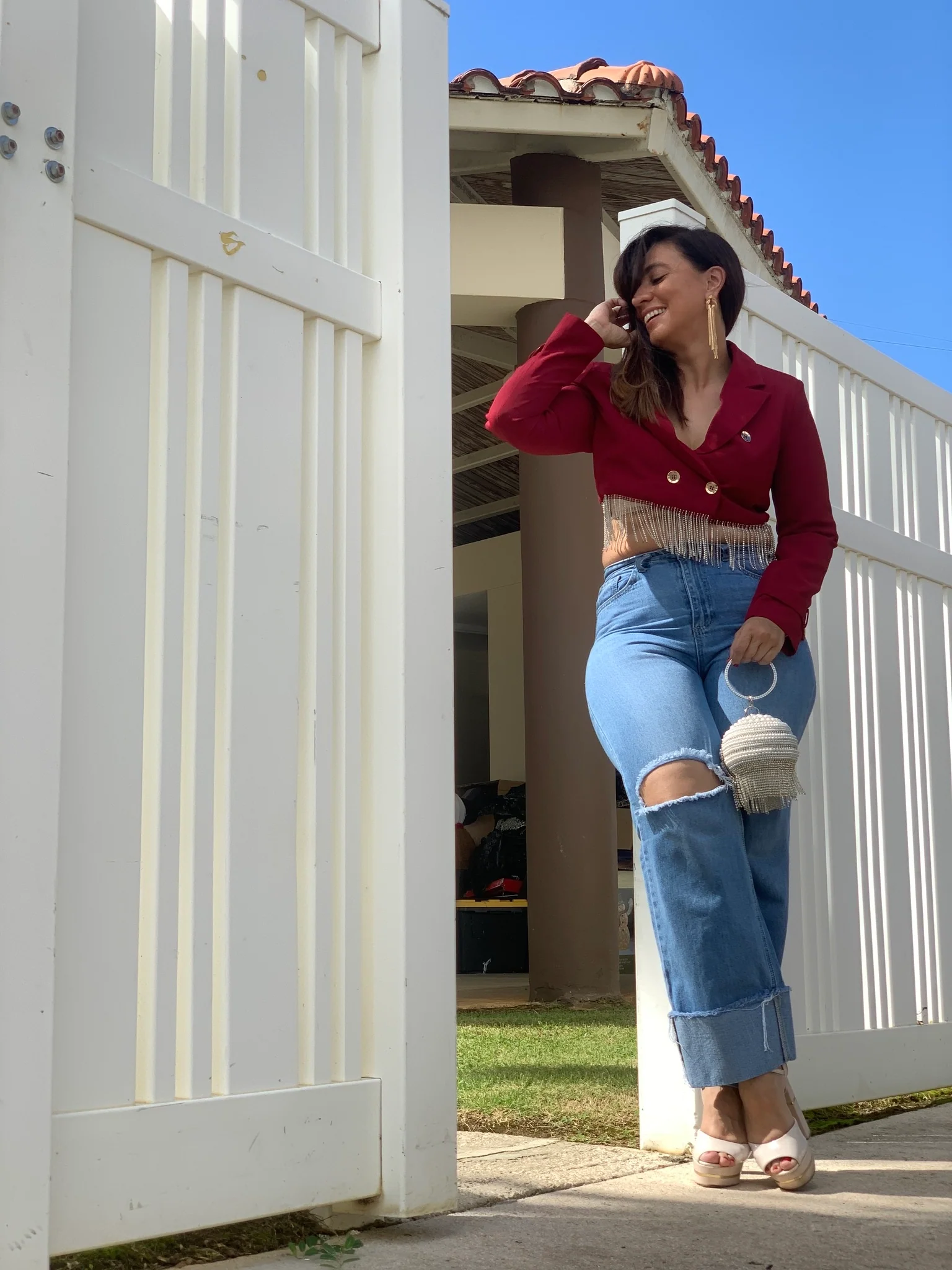 Red Crop Blazer - WINOKJZ