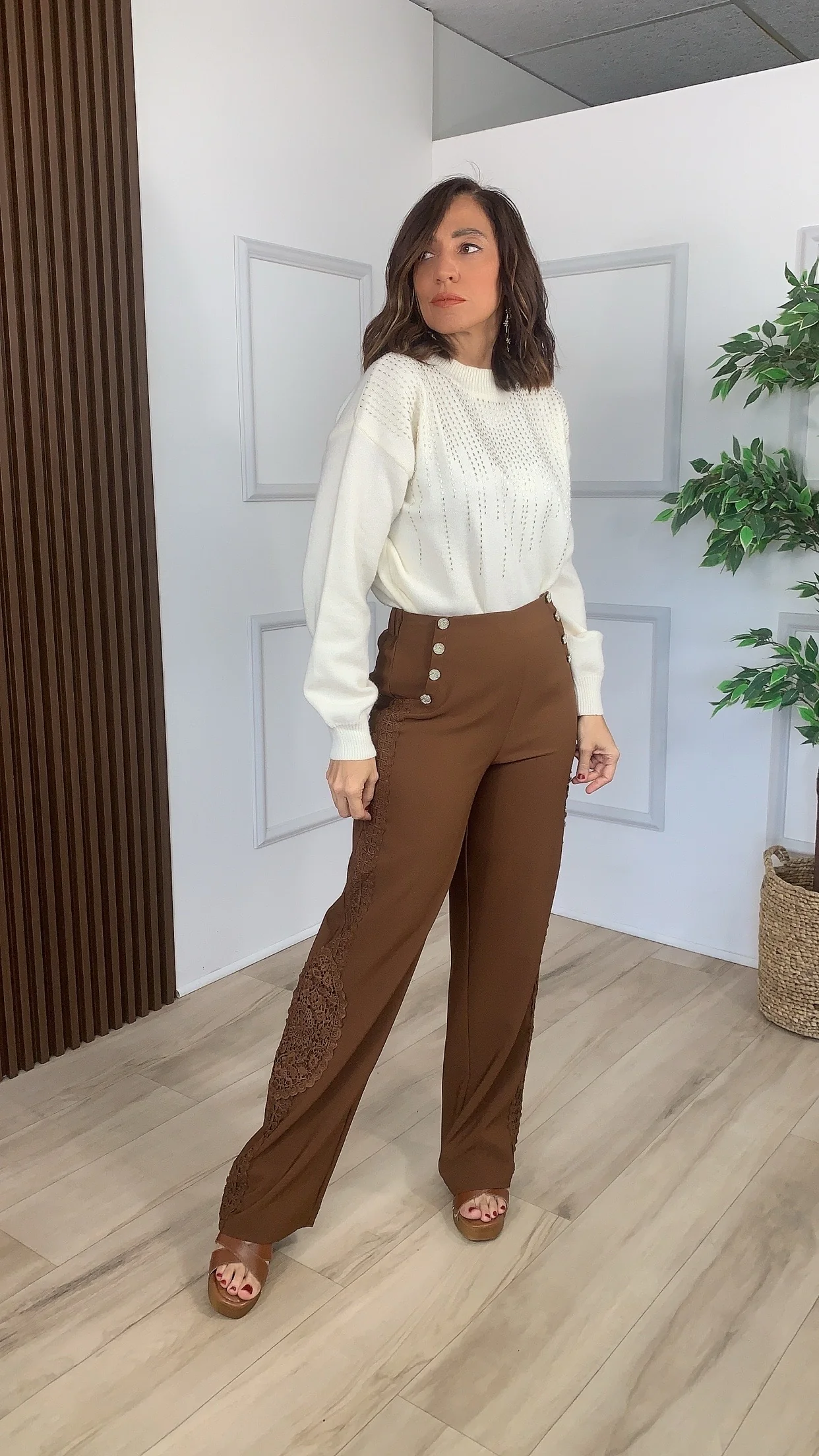 Mies Brown Pants - WINOKJZ