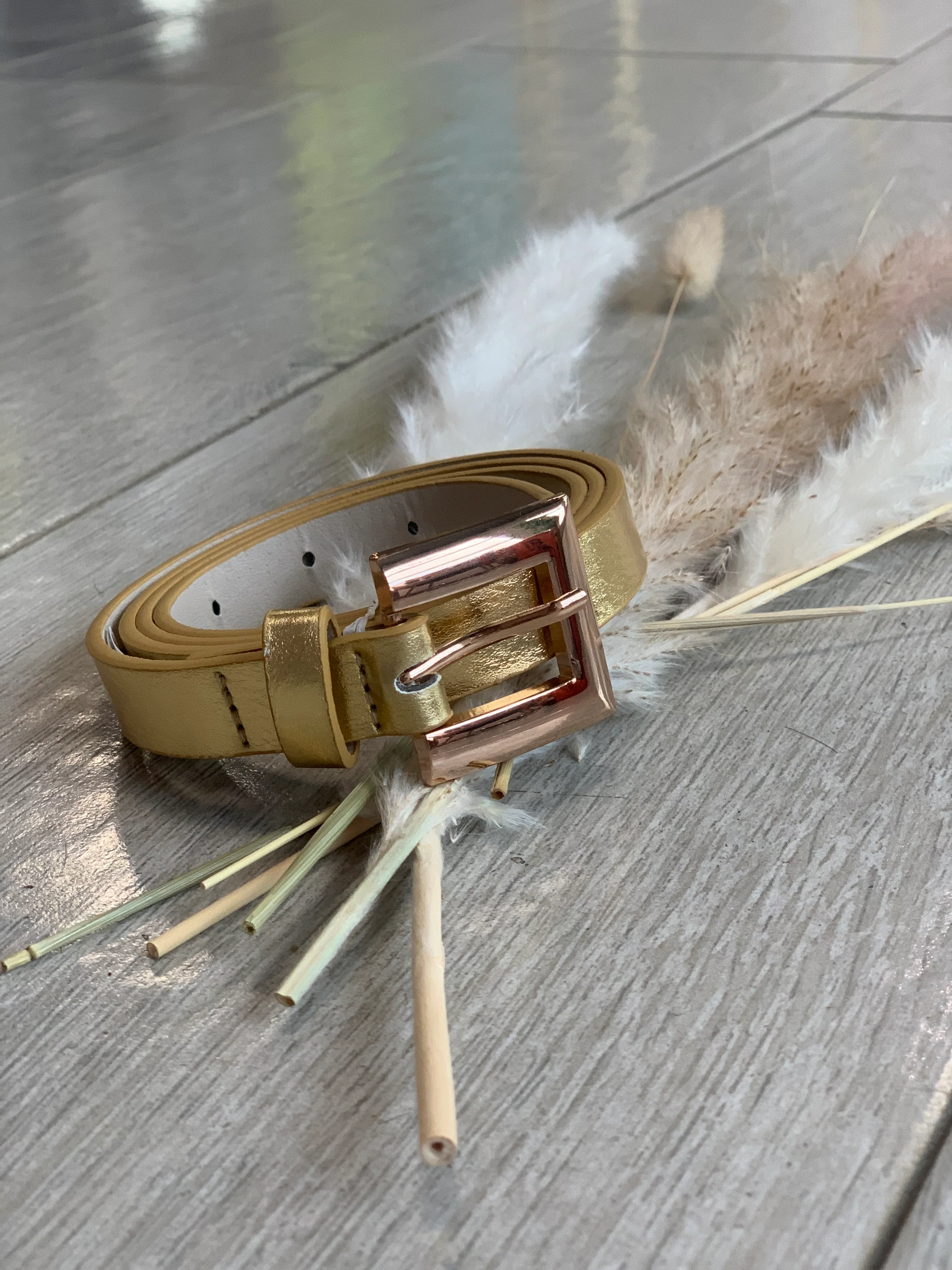 Gold Skinny Belt - WINOKJZ