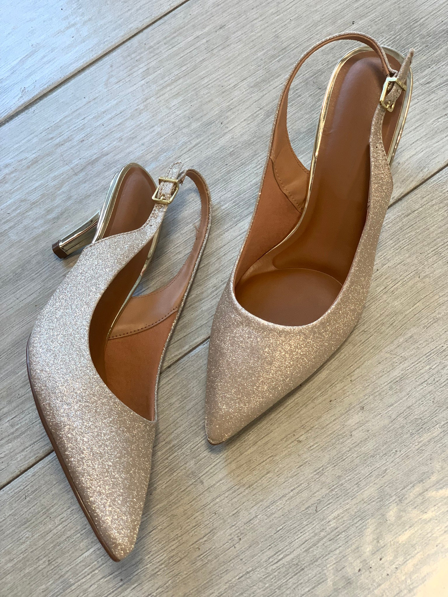 Gold Glitter 2.5�� Heels - WINOKJZ