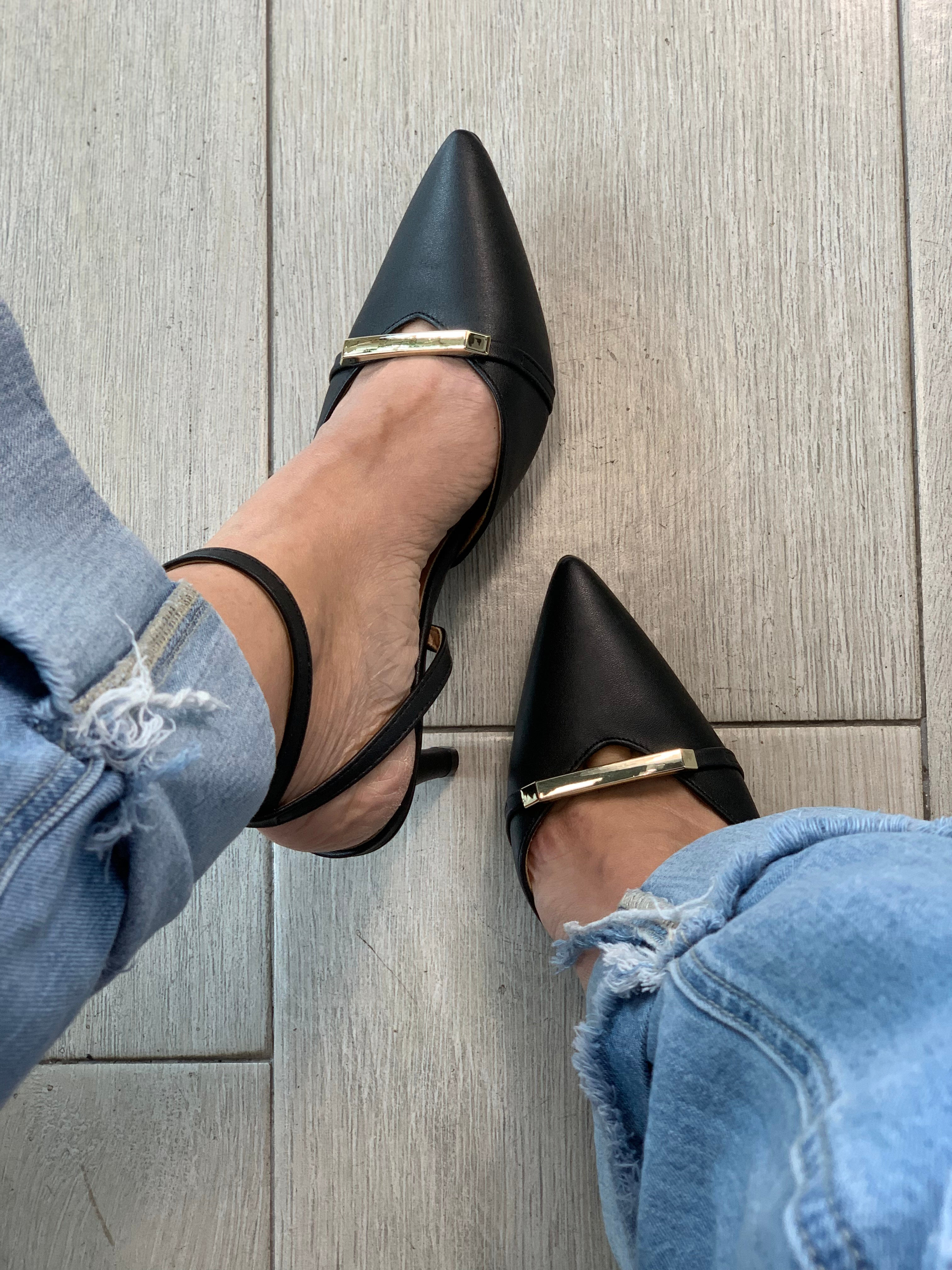 Black 2.5�� Detail Strappy Heels - WINOKJZ