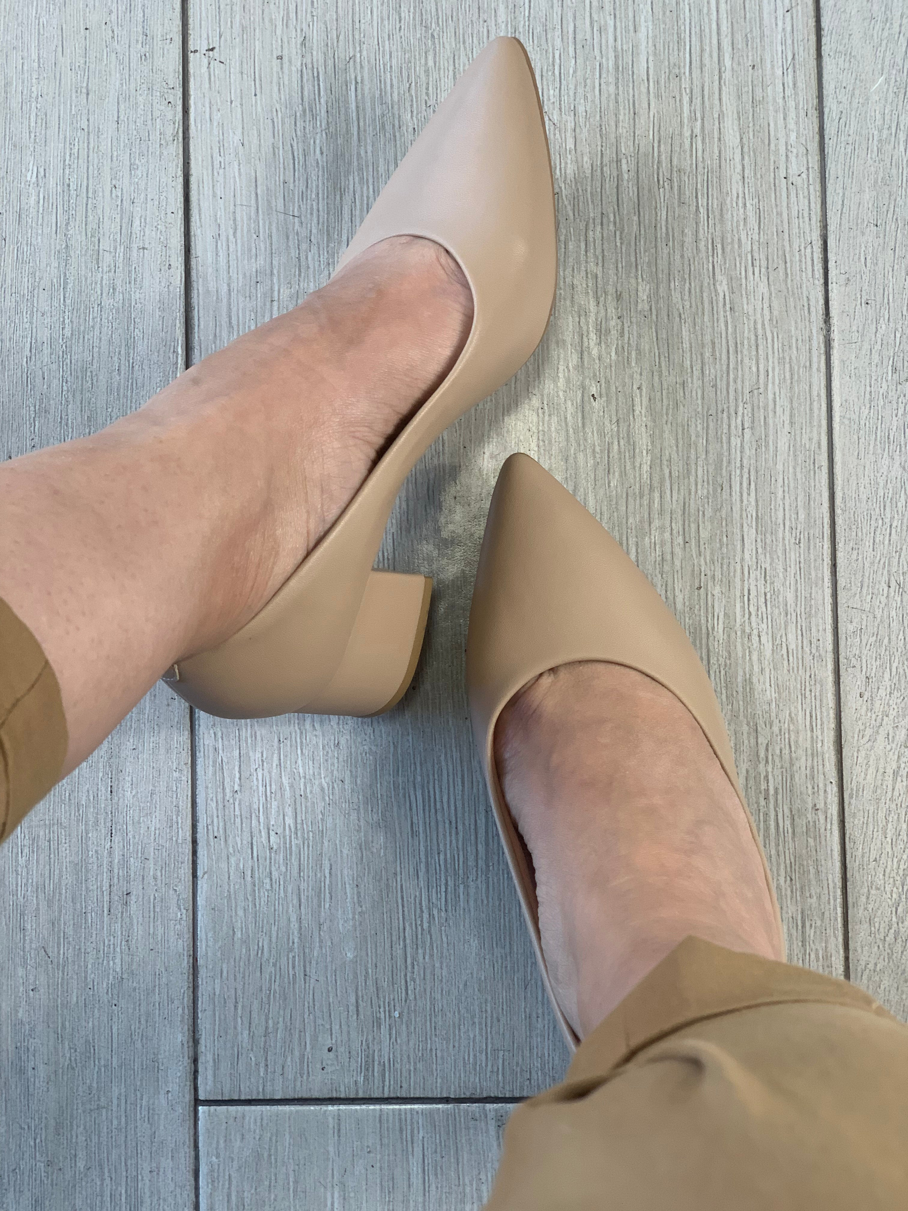 Beige Square Heels - WINOKJZ