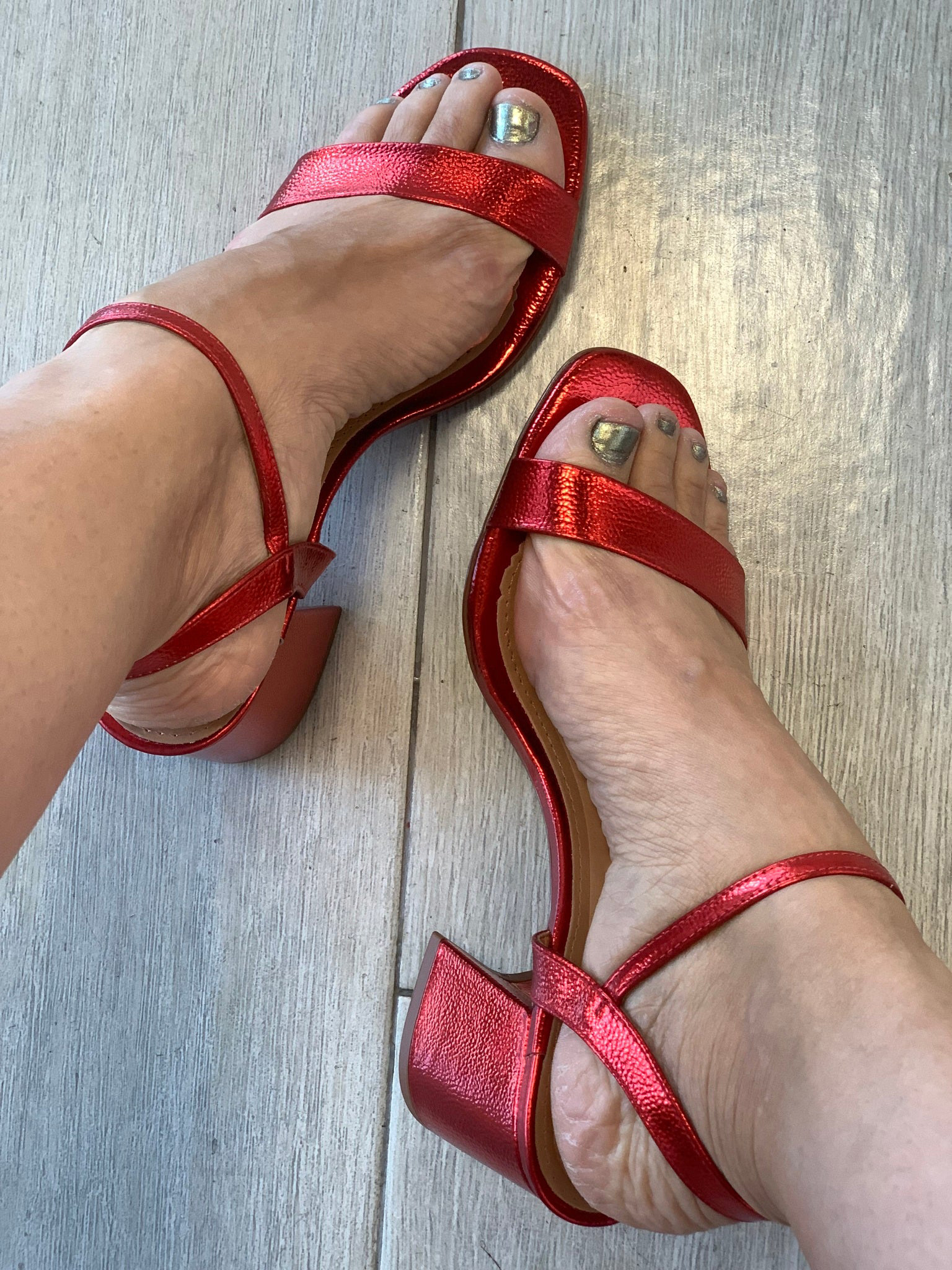 2�� Red Square Heel Sandals - WINOKJZ