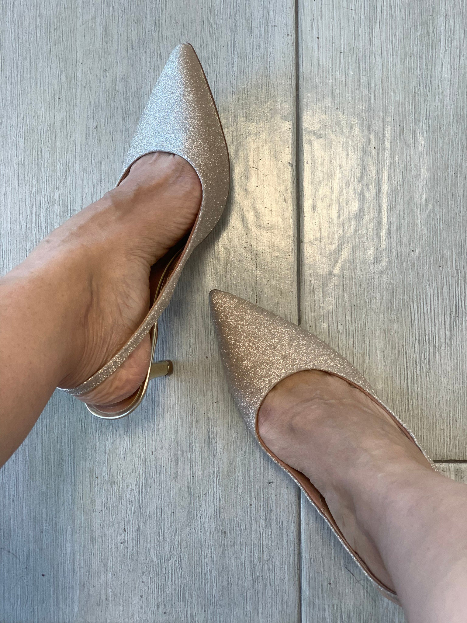 Gold Glitter 2.5�� Heels - WINOKJZ