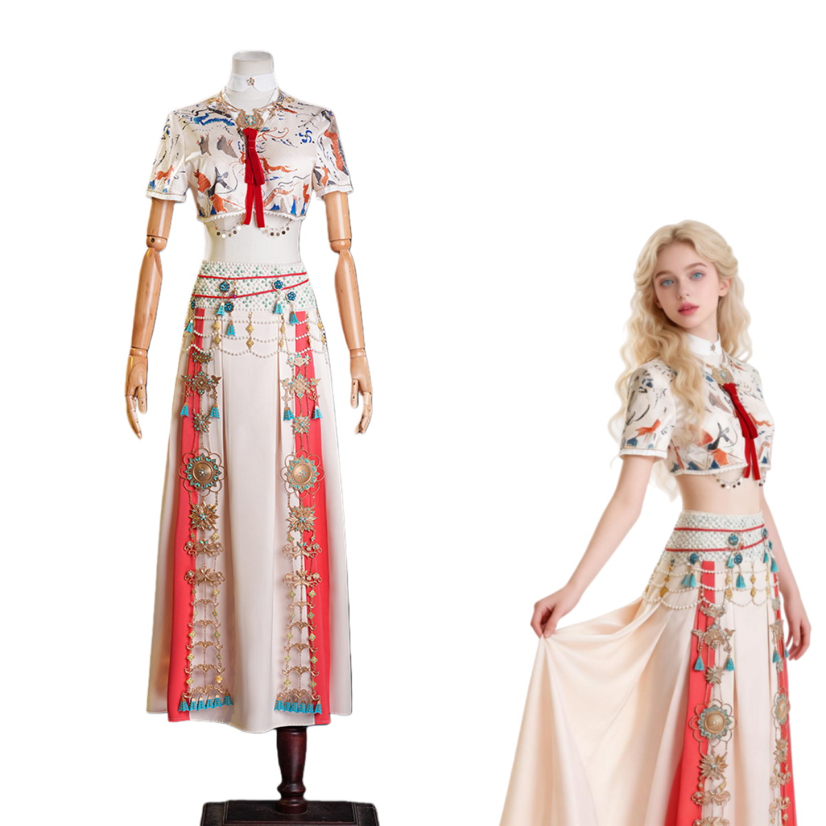 Where Winds Meet - Liyuan Sect Disciple Traditional Opera Inspired Hanfu Costume Full Set - Cossnyc