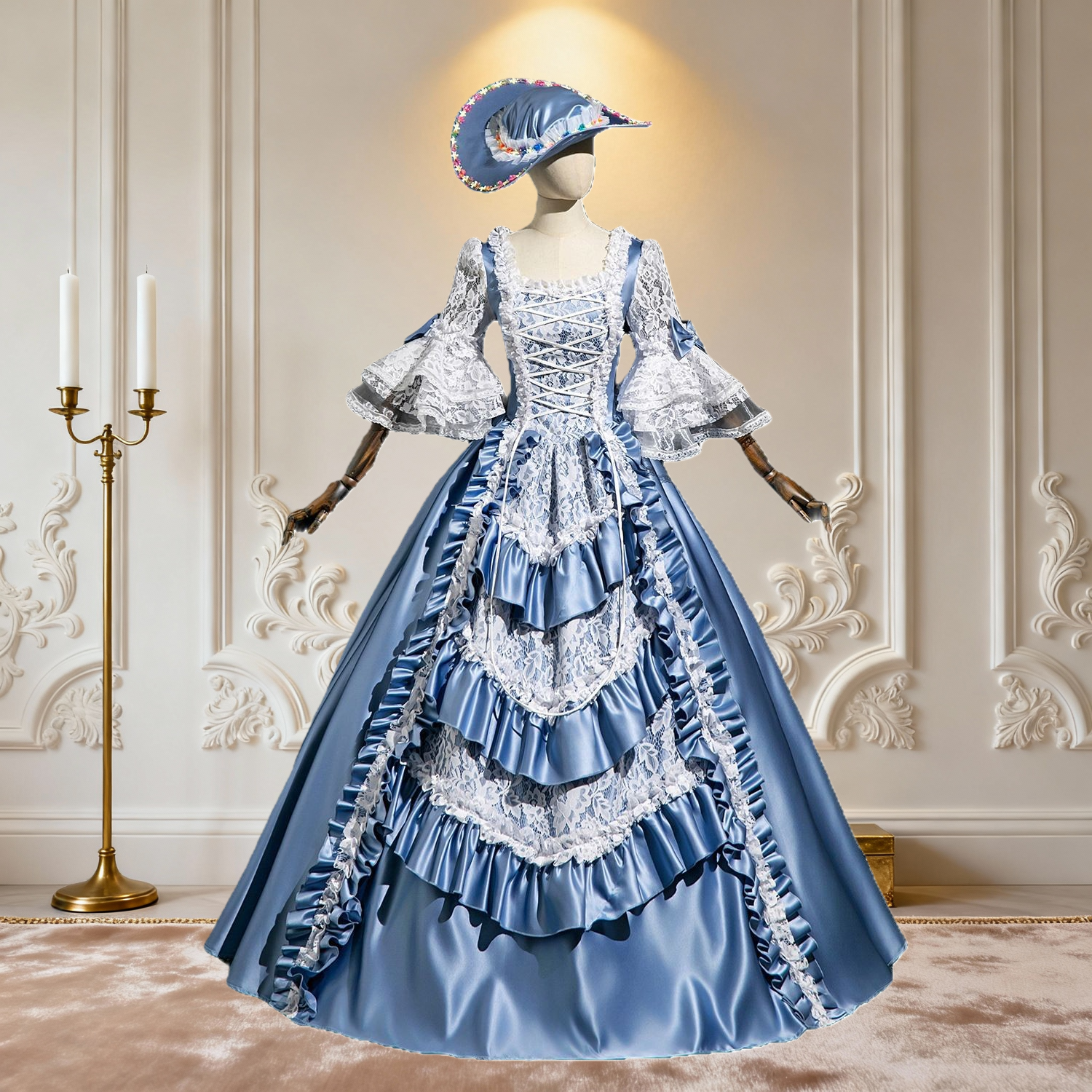 Marie Antoinette Style Rococo French Queen Court Gown – Theatrical Performance & Historical Costume - Cossnyc
