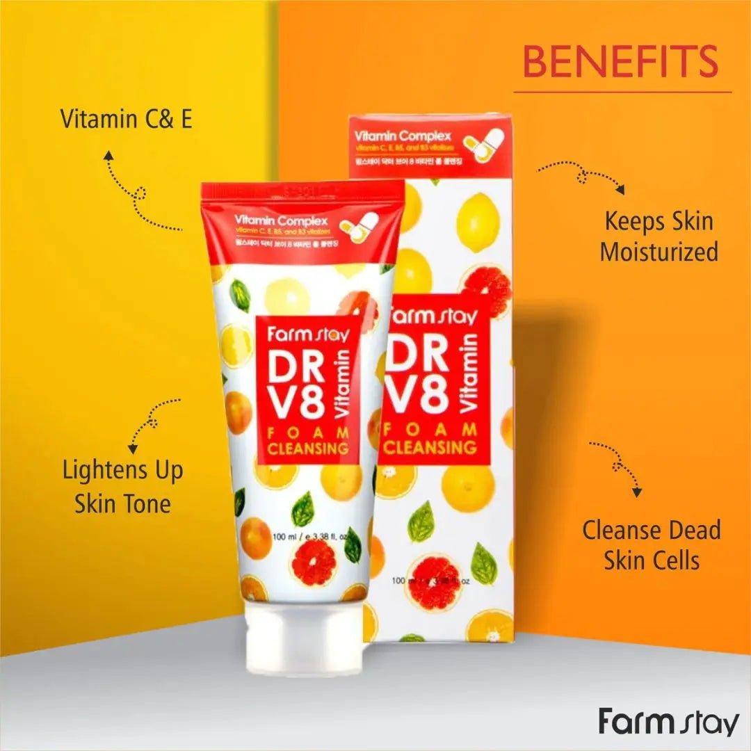 (Buy 2 Get 1 Free) Farmstay Dr. V8 Vitamin Foam Cleansing