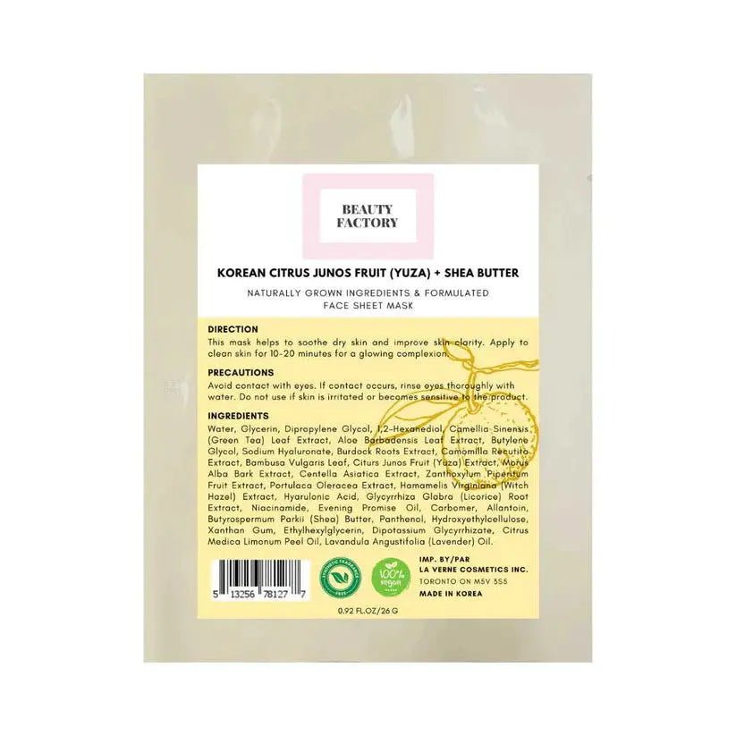 (5 Units) Beauty Factory Korean Citrus Junos Fruit + Shea Butter Mask
