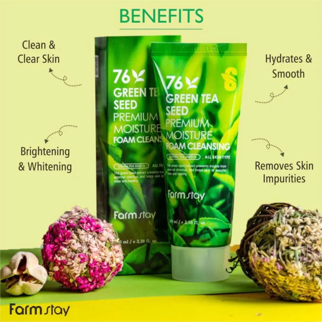 (Buy 2 Get 1 Free) Farmstay 76 Green Tea Seed Premium Moisture Foam Cleansing